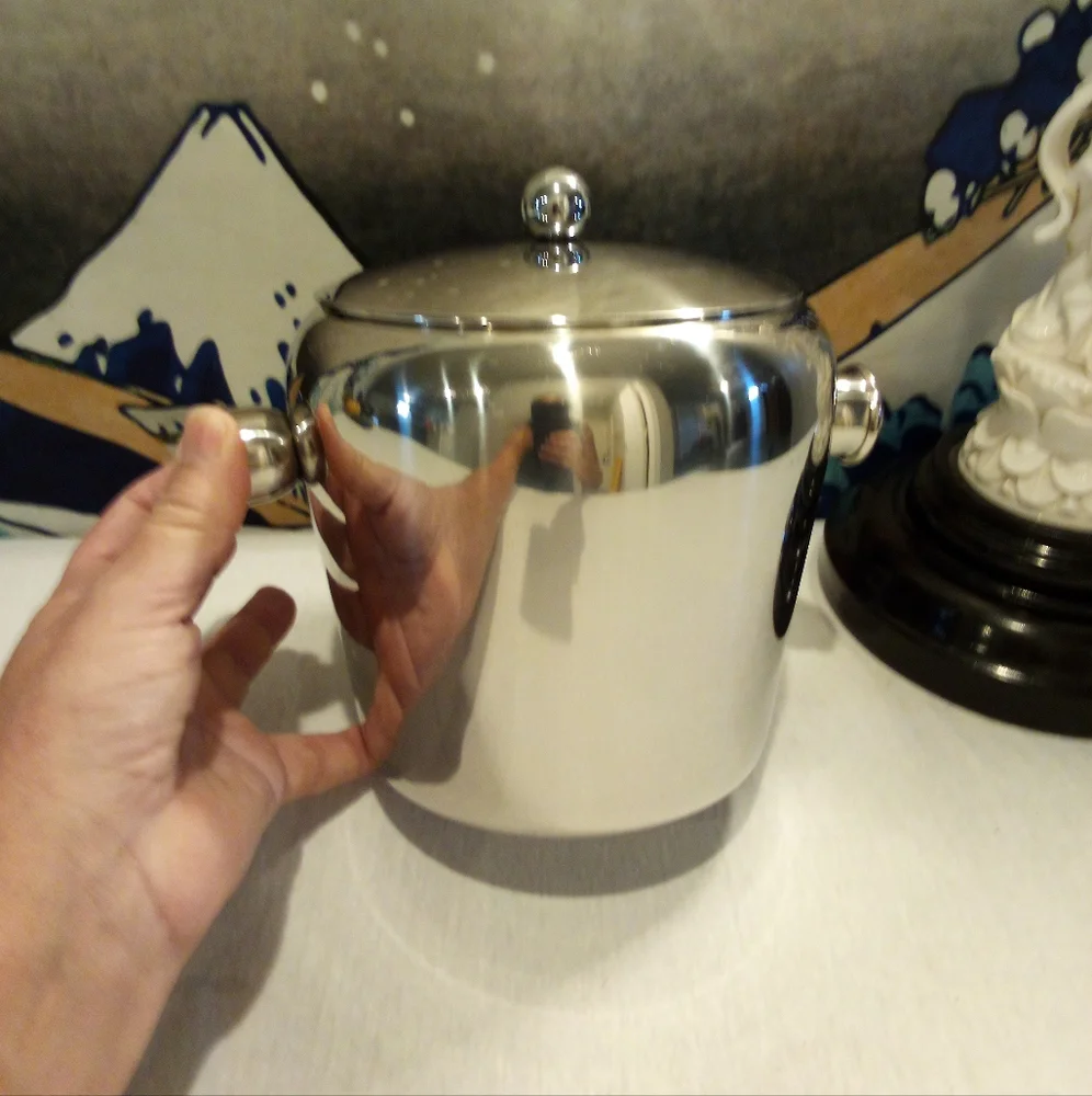 Vintage MCM stainless steel single service ice bucket